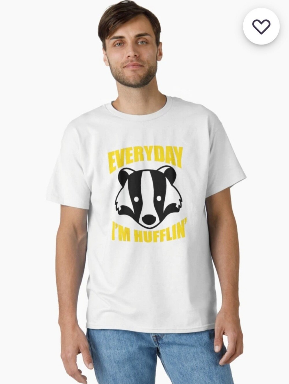 Harry Ppotter Everyday I'm Hufflin' Badger Graphic Tee - White